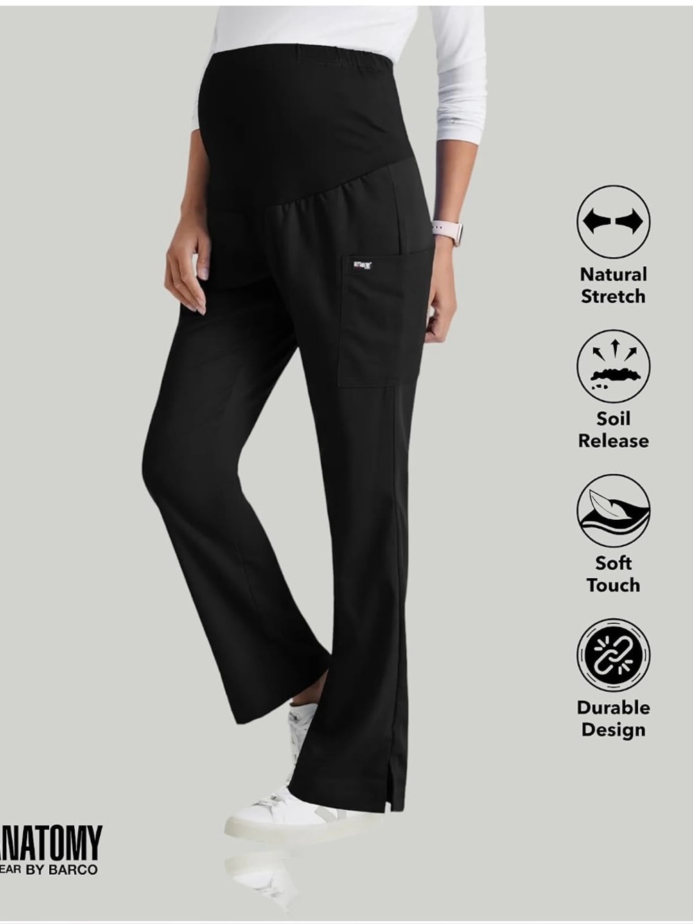 Grey's Anatomy™ by Barco Women's 1-Pocket Maternity Knit Waist Cargo Scrub Pants